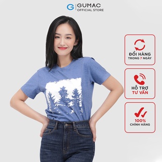 [Mã WABRGUM giảm 10% tối đa 30K đơn 99K] Áo thun nữ in họa tiết núi rừng thời trang GUMAC ATC04015