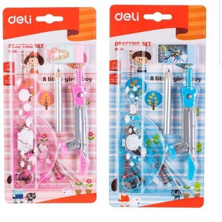Bộ compa eke Deli,  gồm 7 dụng cụ/bộ - E9614