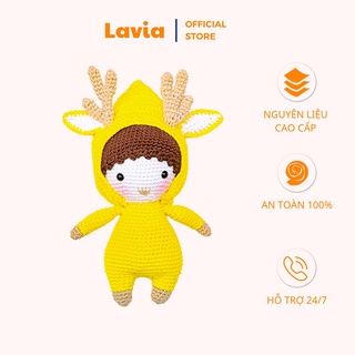 Thú bông móc len cao cấp cho bé - Gấu bông cute Bé hươu vàng quà tặng đồ chơi handmade nhồi bông