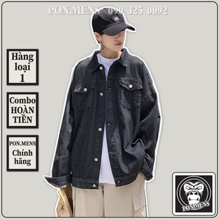 Áo khoác bò nam form rộng dài tay màu đen phong cách Hàn Quốc 20097 2021 Pon.mens