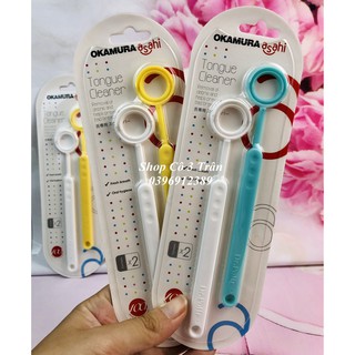 Dụng cụ vệ sinh lưỡi Okamura giúp vệ sinh lưỡi 2 cây/ vĩ - Dụng cụ cạo lưỡi Okamura Asahi 2 cây