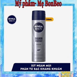 Xịt ngăn mùi NIVEA MEN Silver Protect phân tử bạc kháng khuẩn 150ml