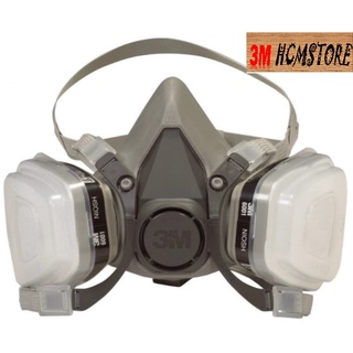 ĐỦ BỘ MẶT NẠ 3M 6200 (gồm mặt nạ 6200 + 2 lọc 6001 + 2 lọc bụi 5N11 + 2 nắp lọc 501) - chống bụi mịn, hơi hóa chất