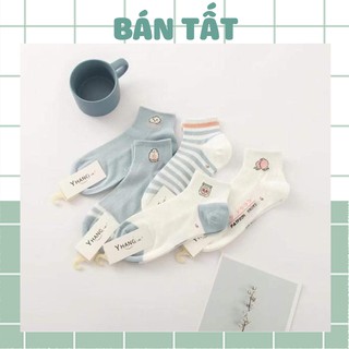 Tất vớ nữ cổ ngắn - combo tất vớ hoạ tiết trái đào phong cách Hàn Quốc dễ thương