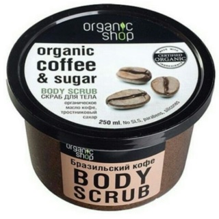Tẩy da chết body Organic Shop dưỡng da trắng sáng của Nga