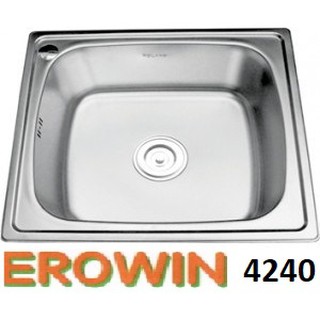 CHẬU RỬA CHÉN CAO CẤP 42X40 EUROWIN INOX100%, 1 HỘC CÓ XẢ TRÀN, BẢO HÀNH 01 NĂM
