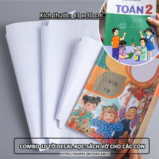Bộ 10 tấm decal bọc sách vở trong suốt siêu dai loại 43x30cm để sách vở luôn sạch đẹp
