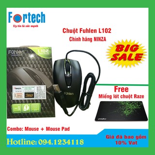 Chuột máy tính Fuhlen L102 - Tặng bàn di Rze - Hàng chính hãng Ninja bảo hành 2 năm
