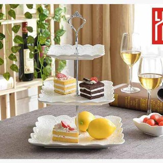 Đĩa nhựa 3 tầng đựng bánh kẹo (3 đĩa + Trụ lắp ráp)