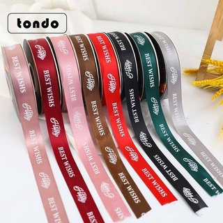 Dây Ruy Băng Chữ Best Wishs Ruy Băng Lụa Bản 2,5cm - 50m Buộc Hoa, Bó Hoa, Làm Nơ