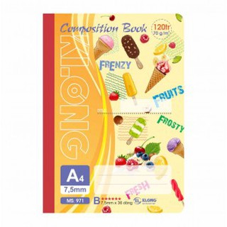 [Sổ vở đẹp] Sổ may dán gáy KLONG 120tr A4 kẻ lề 70/90, MS: 971