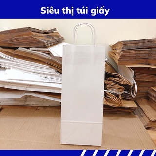 COMBO 100 CHIẾC TÚI GIẤY KRAFT S16: 13.5x8x33cm CÓ QUAI ( ẢNH THẬT)