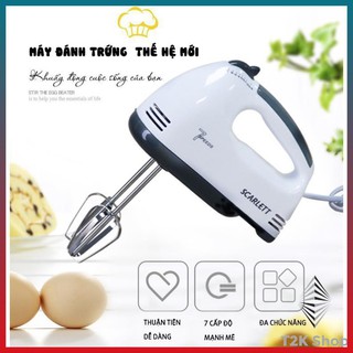 Máy Đánh Trứng Cầm Tay 7 Tốc Độ Công Suất 180W kèm 4 que trộn inox có thể tháo rời để vệ sinh rất dễ dàng