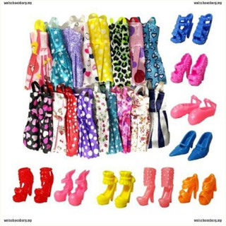Set 10 đầm kèm giày cao gót dễ thương cho búp bê barbie
