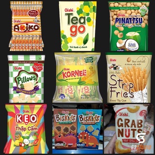 [fs70k]Đồ ăn vặt Oishi bim bim/đậu phộng pinattsu/pillows/akiko/khoai tây que/kẹo/hạt điều/bánh quy khủnglong/nước teago