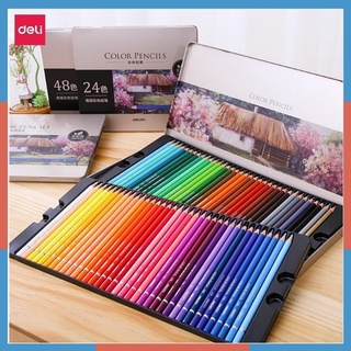 Hộp bút chì màu gốc dầu cao cấp Deli - 24/ 36/ 48/72 Màu-6565/6566/6567/6568