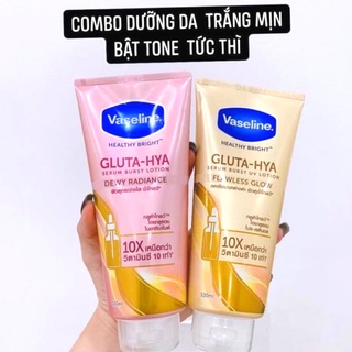 Sữa Dưỡng Thể Vaseline Healthy Bright Gluta HYA Serum Burst Lotion 10X Thái Lan Dưỡng Thể  Trắng Da Tuýp 330ml
