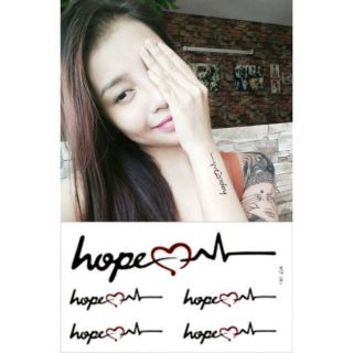 Hình xăm dán tatoo chữ nhịp tim chữ hope a14.Xăm dán tatoo mini tạm thời, size <10x6cm