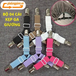 (Bộ 4 cái) Kẹp ga trải giường chống xê dịch cố định và giữ phẳng drap ga phủ giường (Giao mầu ngẫu nhiên)