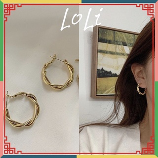 Khuyên tai, bông tai nữ mạ bạc 925 dạng xoắn Vintage - Loli.phukienthoitrang