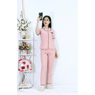 Bộ đồ bộ Pijama màu HỒNG tay ngắn quần dài siêu lụa - Thoải Mái Nhẹ Nhàng