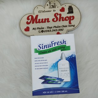 [CHÍNH HÃNG] SinuFresh - Muối Rửa Mũi Xoang Hộp 30 gói + 1 Chai rửa mũi 180 mL