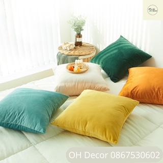 Gối tựa lưng ghế sofa nhung ngắn cao cấp vuông 45x45cm trang trí kèm ruột