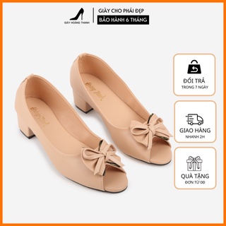 Giày Cao Gót Nữ Búp Bê 3 Phân Đế Vuông Người Lớn Tuổi Hoàng Thanh G1
