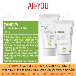 [CHÍNH HÃNG CÓ TEM] CANOVA Acnell &amp; Acnell 50+ (50mL) - Kem Ngừa Mụn Ban Đêm / Ngày Dành Cho Da Mụn, Nhạy Cảm.