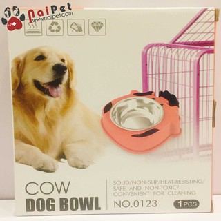 Bát Gắn Chuồng Hai Lớp Inox Và Nhựa Cow Dog Bowl