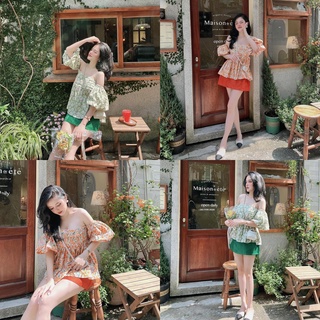 [ 𝐅𝐑𝐄𝐄 𝐒𝐇𝐈𝐏 ] SET ÁO HOA TRỄ VAU QUÂN SHOET ĐÙI XANH