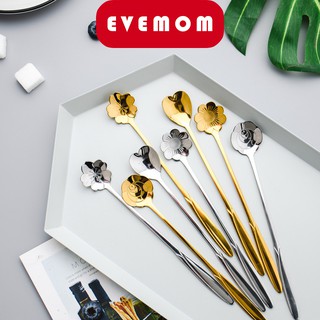 Muỗng Cà Phê Inox Cán Dài Dễ Thương Hình Bông Hoa Phong Cách Nhật Bản EVEMOM STORE TH001