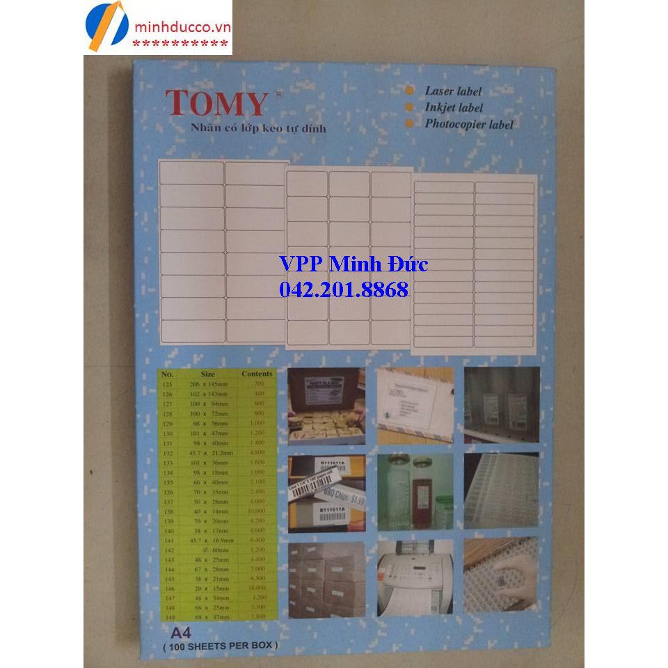[CHAT SHOP NHẮN MÃ] Giấy dán nhãn Tomy A4