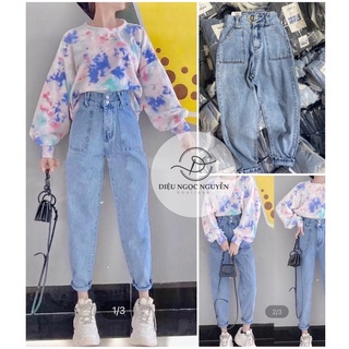 [SIEU SALE] Quần bò baggy 3 cúc trơn 2 bên bò l1 (kèm ảnh thật)