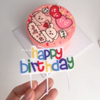Nến in chữ HPBD đủ màu trang trí bánh kem sinh nhật có 3 chân cắm