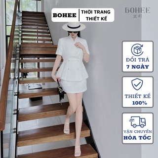 Áo vest nữ tay ngắn cổ V cúc ngọc phong cách công sở BOHEE A236