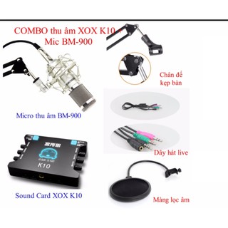[Mã ELHACE giảm 4% đơn 300K] Bộ míc thu âm BM900 K10 dây livestream ma2 chân kẹp míc màng lọc âm