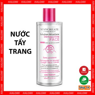 Nước tẩy trang MayCreate 300ml nắp hồng tẩy sạch bụi bẩn, bã nhờn chính hãng HALOMI