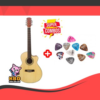 Đàn guitar Acoustic + 7 pick + Giáo trình hướng dẫn tập cho người mới