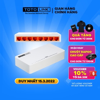 Switch 8 cổng 10/100Mpbs TOTOLINK S808 Bộ chia mạng cho máy tính bàn PC Laptop giá rẻ dễ cài đặt Hàng chính hãng