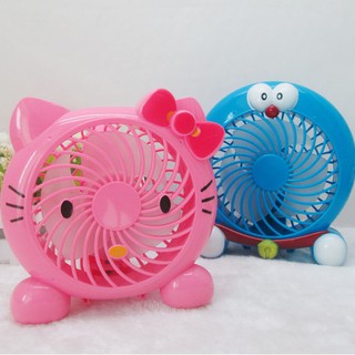 Quạt tích điện cầm tay mini hình Doremon/ Kitty siêu cute