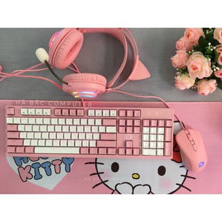 Combo Bàn Phím Chuột Tai Nghe Lót Di Màu Hồng - Combo Phím Chuột Gaming Pink Chính Hãng DAREU