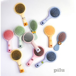 Lược Gương pilu Có Gương Phía Sau Cầm Tay Có Một Lỗ Khí Để Chải Tóc Êm Hơn