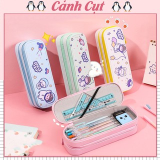 Hộp bút vải canvas -Hộp cỡ lớn 2 ngăn đa năng đựng bút,mỹ phẩm và các loại đồ dùng học tập chất liệu vải cao cấp cute