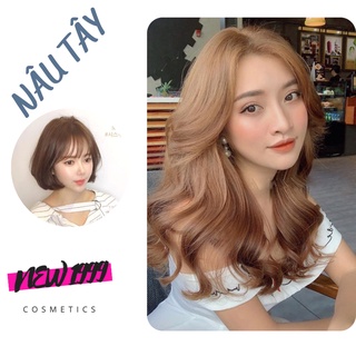 Thuốc nhuộm tóc NÂU TÂY chăm sóc tóc tại nhà tặng đầy đủ dụng cụ kèm oxy trợ nhuộm