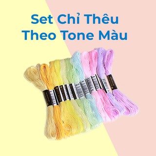 Set Chỉ Thêu Cotton Theo Tone Màu