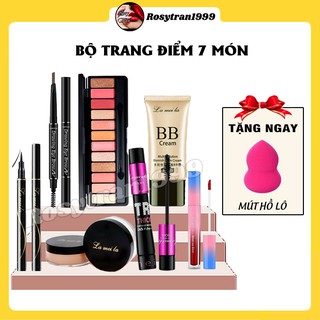 Bộ trang điểm LAMEILA 7 món Kem BB+ Phấn phủ+ Phấn mắt+ Mascara+ Chì kẻ mày+ Bút dạ kẻ mắt+ Son kem ZD-BT061