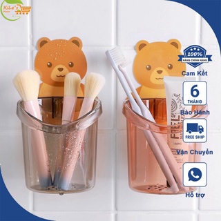 Cốc đựng bàn chải kem đánh răng hình gấu dán tường siêu dính - Ly dán tường nhà tắm đựng bàn chải