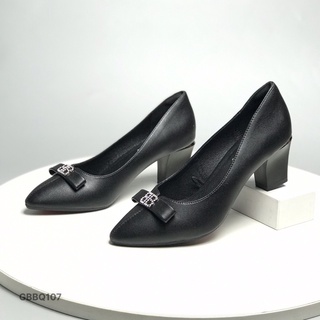 Giày công sở nữ BQ ❤️FREESHIP❤️ Giày cao gót mũi nhọn da mềm gắn nơ đế vuông 6cm GBBQ107