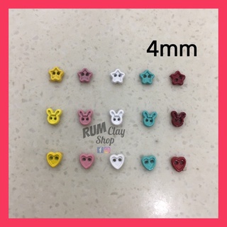Nút Màu Hình Thỏ, Sao, Tim 4mm cho Doll, Bjd, Obitsu